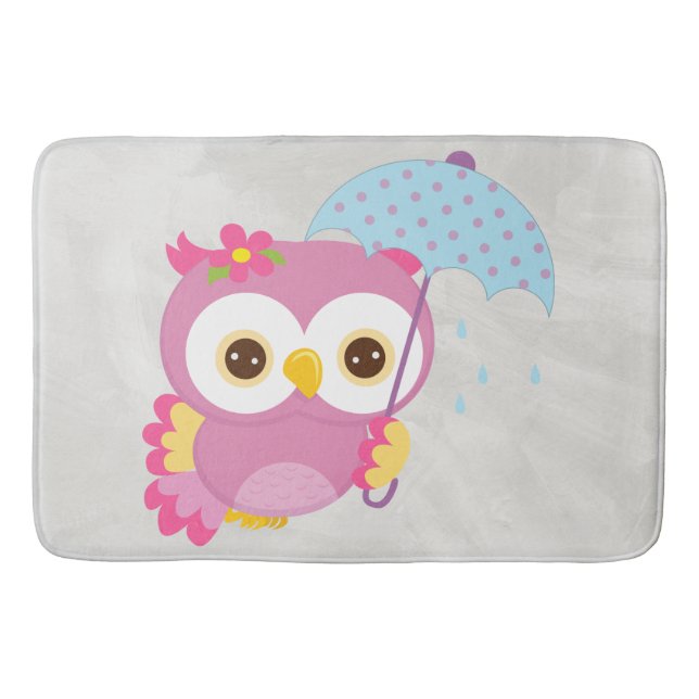 Retro Colorful Beautiful Spring Owl Bathroom Mat (Front)