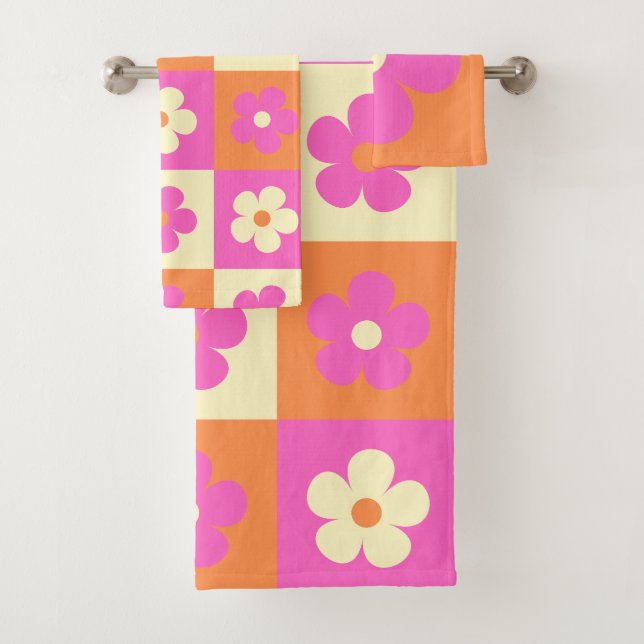 Retro Colorful Bohemian Floral Pattern Bath Towel Set (Insitu)