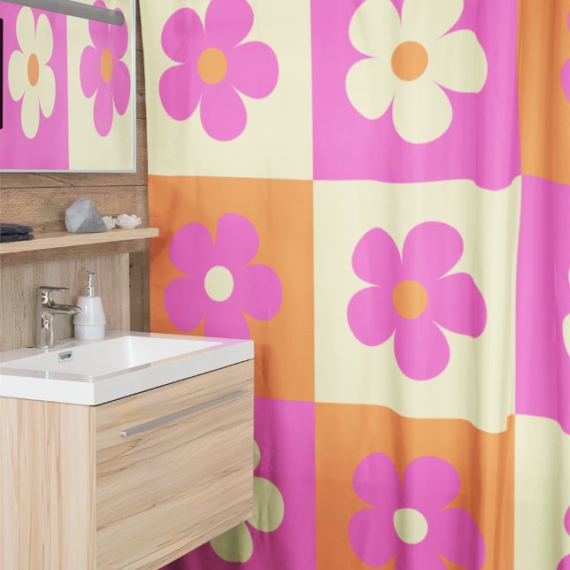 Retro Colorful BOHO Floral Pattern Shower Curtain (Creator Uploaded)