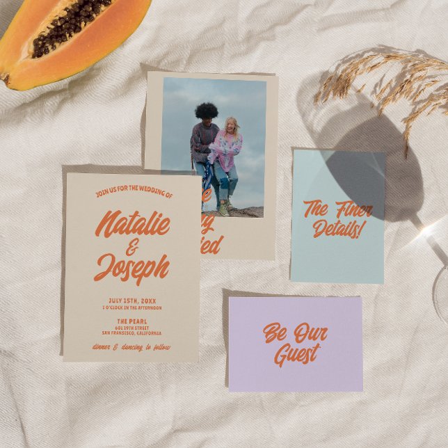 Retro Colorful Bold Bright Funky Modern Wedding Invitation (Creator Uploaded)