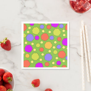 Retro colorful bold bright polka dot napkins