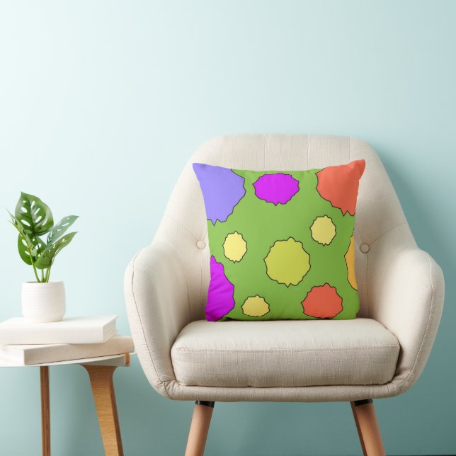 Retro colorful bold bright polka dot throw pillow (Chair)
