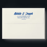 Retro Colorful Bold Bright Vintage Modern Wedding Envelope<br><div class="desc">A retro modern hand written bright colorful wedding envelope. Which features bold vintage  bride and groom's names in blue color. And  personalized return address .  On simple beige creamy vintage color background. Which suits the whole wedding suite.</div>