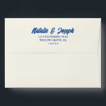 Retro Colorful Bold Bright Vintage Modern Wedding Envelope<br><div class="desc">A retro modern hand written bright colorful wedding envelope. Which features bold vintage  bride and groom's names in blue color. And  personalized return address .  On simple beige creamy vintage color background. Which suits the whole wedding suite.</div>