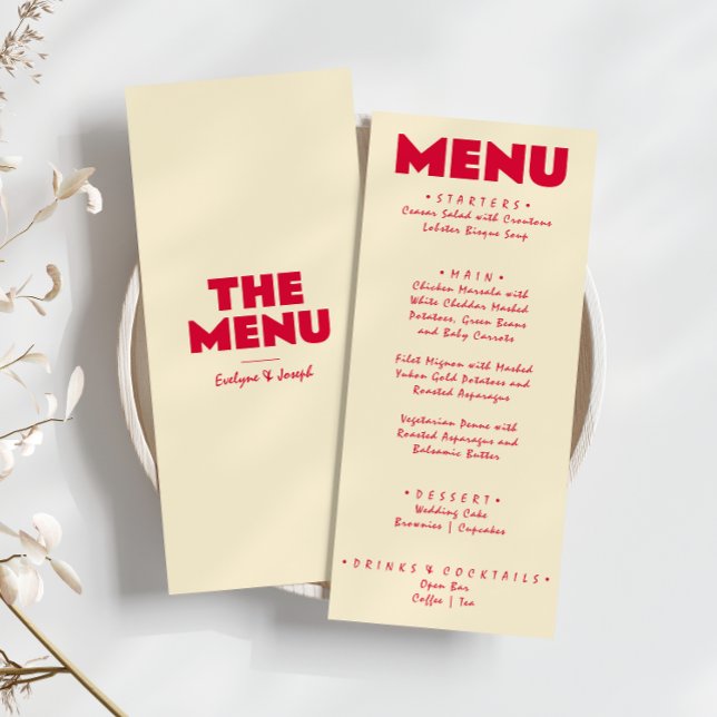 Retro Colorful Bright Funky Bold Modern Wedding  Menu (Creator Uploaded)