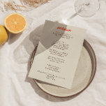 Retro Colorful Bright Funky Modern 70s Wedding     Menu<br><div class="desc">A colorful retro funky modern bright  wedding dinner menu. Which features chic template design of boho vintage creamy background and black typography and hand written menu in orange . And bright back orange background. Perfect and matching with the whole suite.</div>