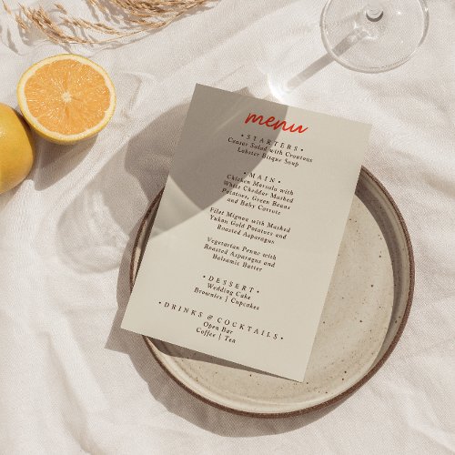 Retro Colorful Bright Funky Modern 70s Wedding     Menu