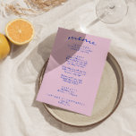 Retro Colorful Bright Funky Modern Boho Wedding Menu<br><div class="desc">A colorful retro funky modern bright  wedding dinner menu. Which features chic template design of boho vintage pale pink background and blue typography and hand written menu in blue . And bright back green background. Perfect and matching with the whole suite.</div>