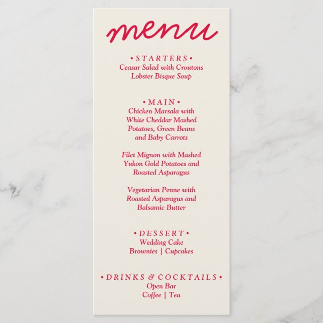 Retro Colorful Bright Funky Modern Trendy Wedding Menu (Front)