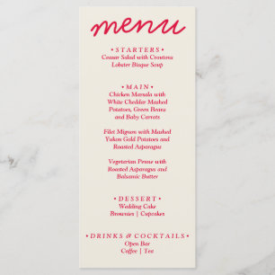 Retro Colorful Bright Funky Modern Trendy Wedding Menu