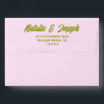 Retro Colorful Bright Unique Modern Funky Wedding Envelope<br><div class="desc">A retro modern bright vivid blue and pink wedding envelope. Which features bold whimsical green bride and groom's names in bright  blush pink background color. And  personalized return address . Which suits the whole wedding suite.</div>