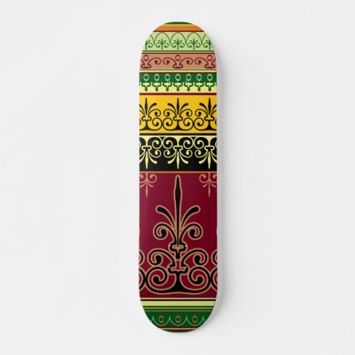 Retro Colorful Burgundy Green Abstract Trendy Cool Skateboard