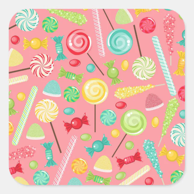 Retro Colorful Candy Pattern Square Sticker 