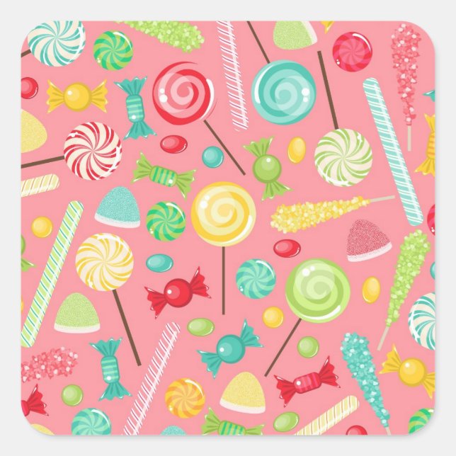 Retro Colorful Candy Pattern Square Sticker (Front)