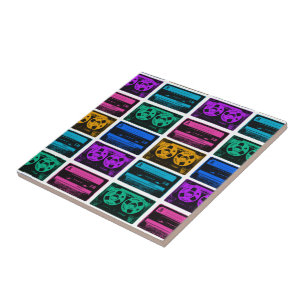 Retro Colorful Cassette Tapes Ceramic Tile