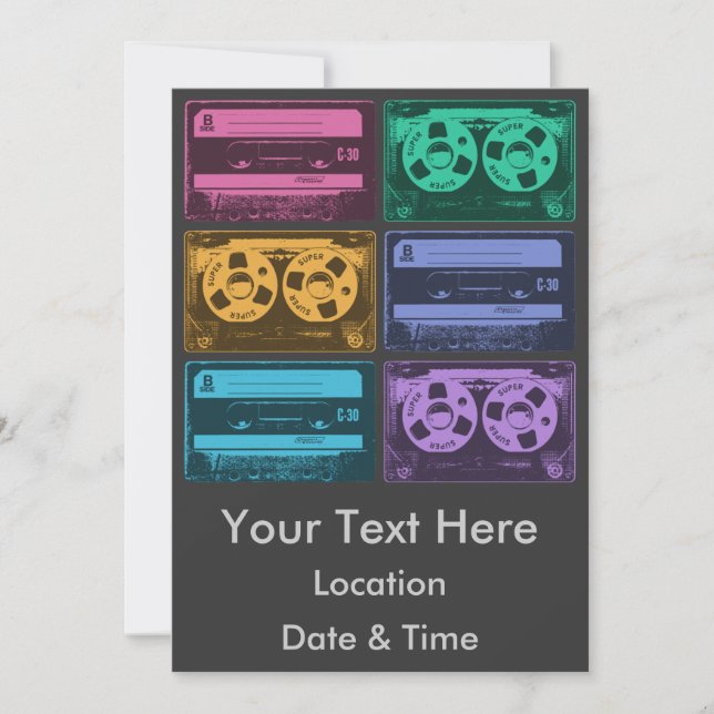 Retro Colorful Cassette Tapes Invitation (Front)