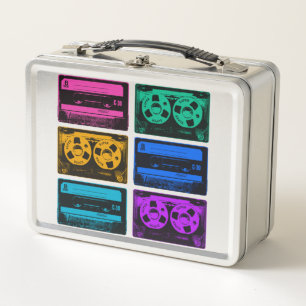 Retro Colorful Cassette Tapes Metal Lunch Box