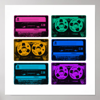 Retro Colorful Cassette Tapes Poster