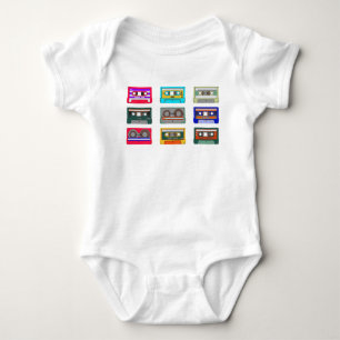 Retro Colorful Cassettes 80's Nostalgia Baby Bodysuit