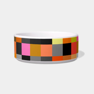 Retro Colorful Checkerboard Pet Bowl