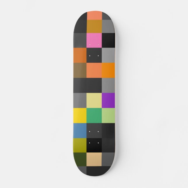 Retro Colorful Checkerboard Skateboard (Front)