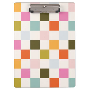 Retro Colorful Checkered Pattern Clipboard