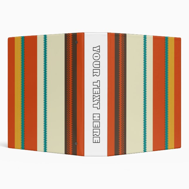Retro Colorful Chevron Striped Pattern 3 Ring Binder (Background)