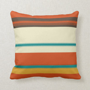 Retro Colorful Chevron Striped Pattern Throw Pillow