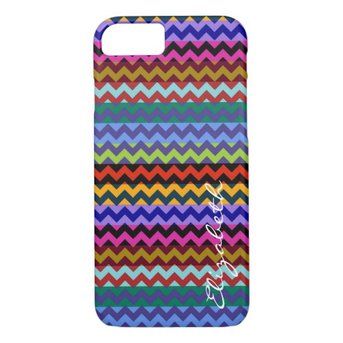 Retro Colorful Chevron Stripes Monogram 2 iPhone 87 Case