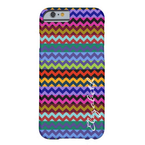 Retro Colorful Chevron Stripes Monogram 2 Barely There iPhone 6 Case