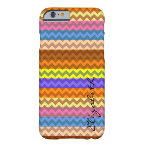 Retro Colorful Chevron Stripes Monogram 3 Barely There iPhone 6 Case