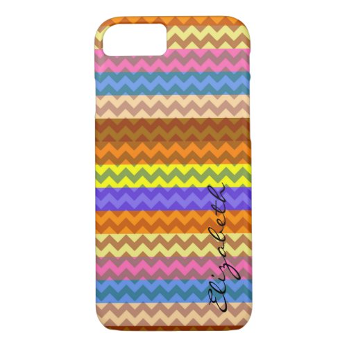 Retro Colorful Chevron Stripes Monogram 3 iPhone 87 Case