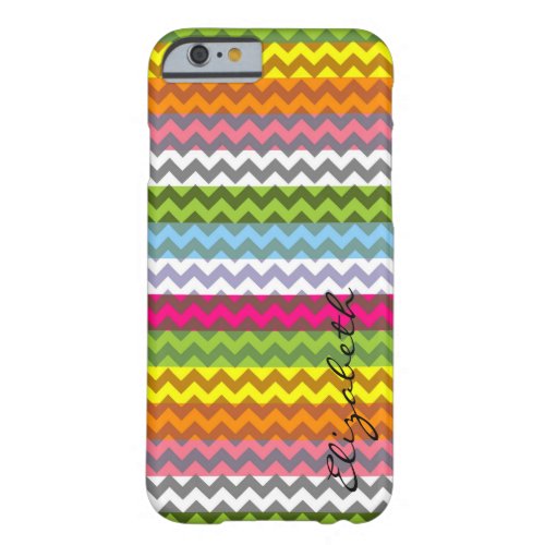 Retro Colorful Chevron Stripes Monogram 4 Barely There iPhone 6 Case