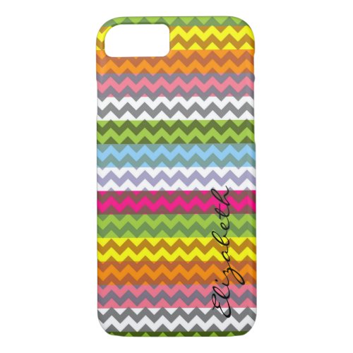 Retro Colorful Chevron Stripes Monogram 4 iPhone 87 Case