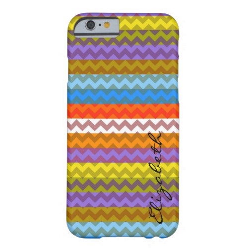 Retro Colorful Chevron Stripes Monogram Barely There iPhone 6 Case