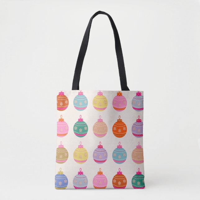 Retro Colorful Christmas Baubles Tote Bag (Front)