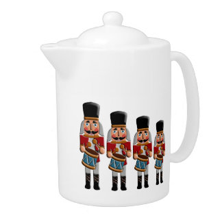 Retro Colorful Christmas Nutcracker Teapot