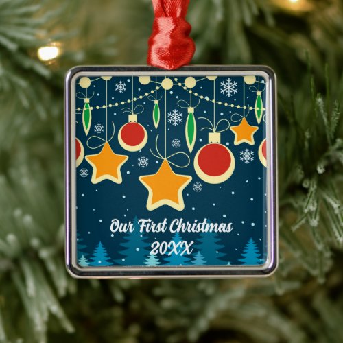 Retro Colorful Christmas Ornaments Design