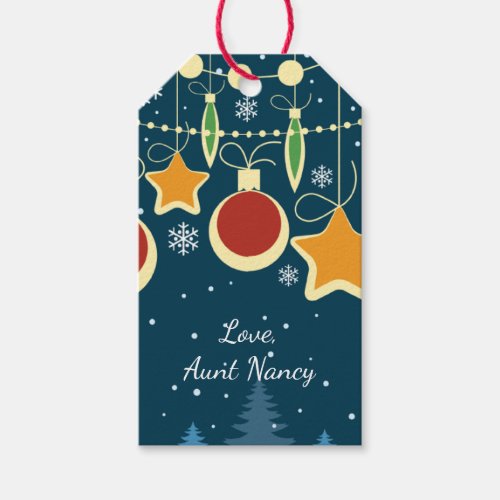 Retro Colorful Christmas Ornaments Design Gift Tags