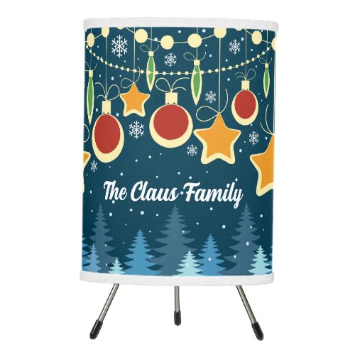 Retro Colorful Christmas Ornaments Tripod Lamp