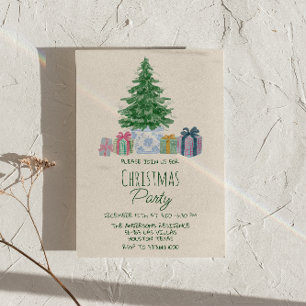 Retro Colorful Christmas Presents Tree Party Invitation