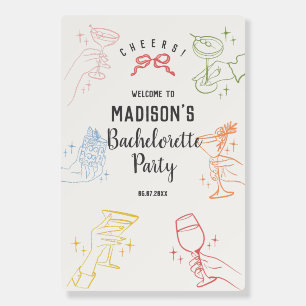 Retro Colorful Cocktail Bachelorette Party Welcome Foam Board