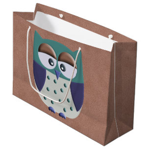 Retro Colorful Custom Owl Large Gift Bag