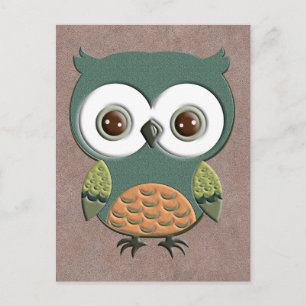 Retro Colorful Custom Owl Postcard