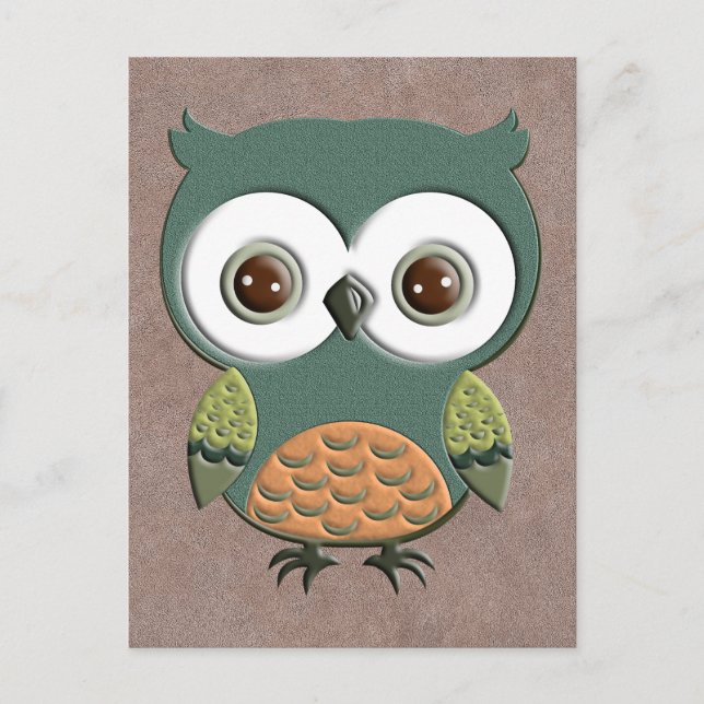 Retro Colorful Custom Owl Postcard (Front)