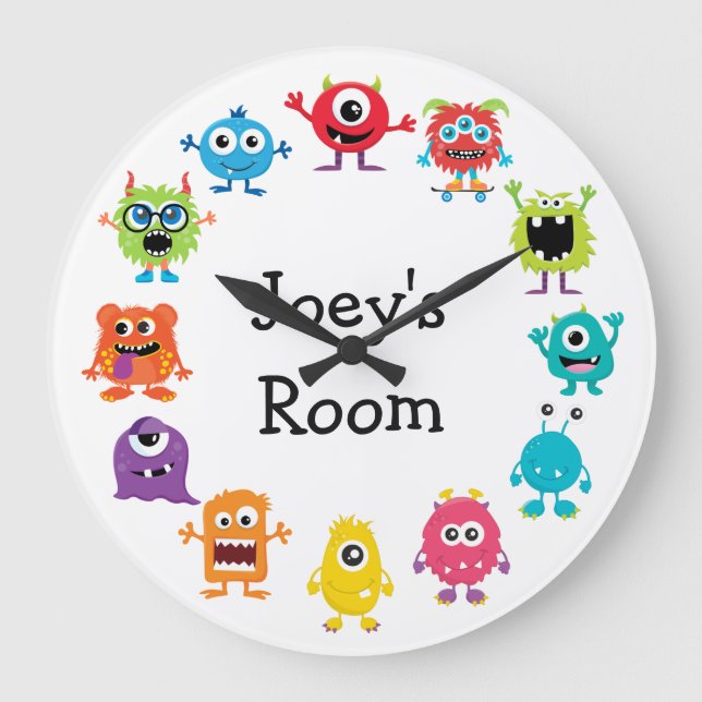 Retro Colorful Custom Personalized Monster Clock (Front)