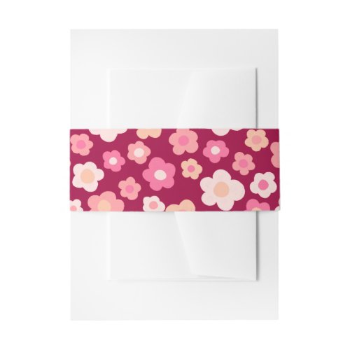 Retro Colorful Daisies Pink Bold Cheerful  Invitation Belly Band