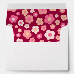 Retro Colorful Daisies Pink Cheerful Bold Wedding Envelope