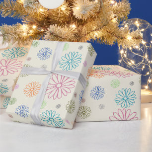 Retro Colorful Daisy Gift Wrapping Paper
