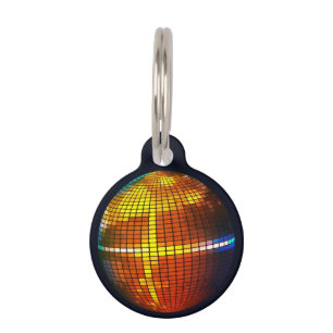 Retro Colorful Disco Ball Pet ID Tag